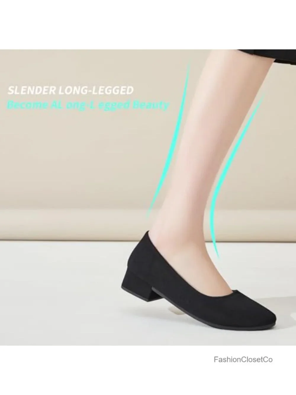 Women's Low Block Chunky Heels Pumps - Round Toe Office